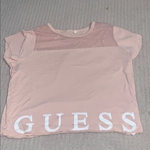 pink guess shirt